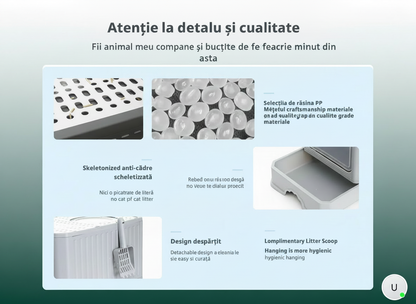 Litieră pentru pisici, cu sertar și sistem anti-miros