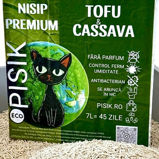 Nisip pentru Pisici Tofu & Cassava 7L – Fără Praf, Fără Parfum și Biodegradabil | PISIK