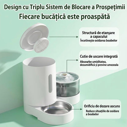 Dispenser 2 în 1: Apă și Hrană