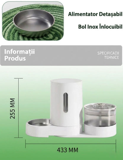 Dispenser 2 în 1: Apă și Hrană